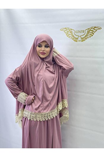 ALDAİR Double Piece Women's Hijab Embroidered Prayer Dress Anti-Sweat Prayer Clothing