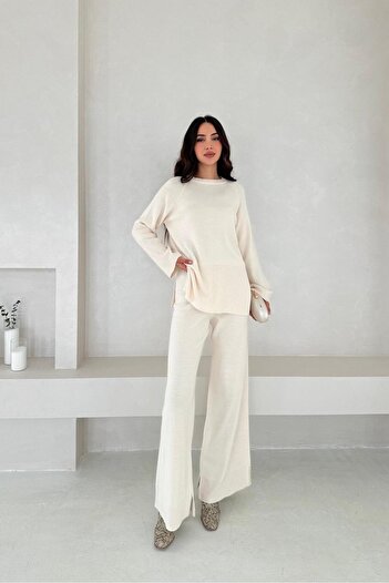 Noi Belis Reglan Sleeve Basic Slit Detailed Knitwear Bottom-Top Set Aw25Au0008