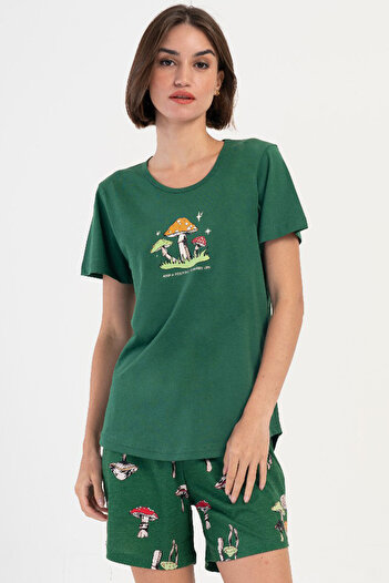 VİENETTA Cotton Women's Short Sleeve Shorts Pajama Set, 407008
