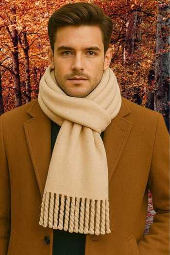 Trenderrs Men's Soft Textured Tasseled Winter Boucle Scarf Shawl