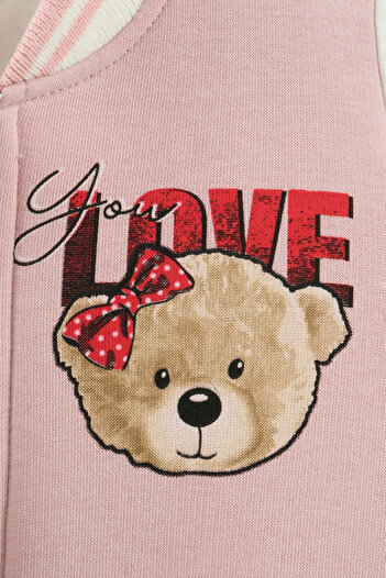 Mini Baray Girl baby bear love embroidered 3-piece tracksuit set (9-12-18 months)