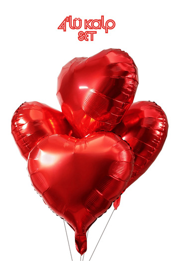Bunloon Set of 4 Red Heart Foil Balloons - 18 Inch Party & Decor