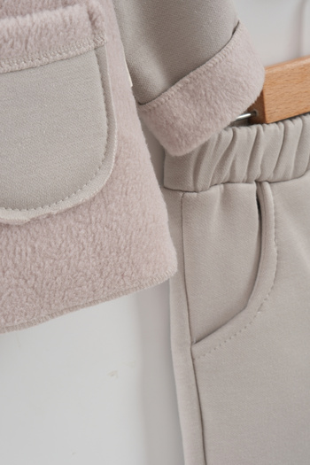 Mini Baray Baby Girl Floral Embroidered Hooded Kangaroo Model Tracksuit Set (9-12-18 Months)