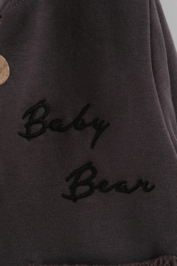 Mini Baray Baby boy bear print earflap cardigan t-shirt & pants 3-piece set