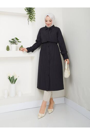 Vibeys Collection Women's Trench Coat with Tie Detail and Lining