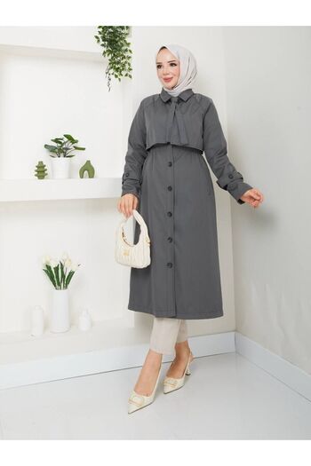 Vibeys Collection Women's Trench Coat with Tie Detail and Lining