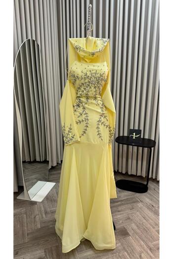 NALA FASHION Barbie evening dress with its light yellow design and hand embroidery