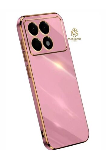 Massemr Xiaomi Poco X6 Pro Case Shiny Gold Foil Luxury Premium Silicone Cover Transparent Impact Protective