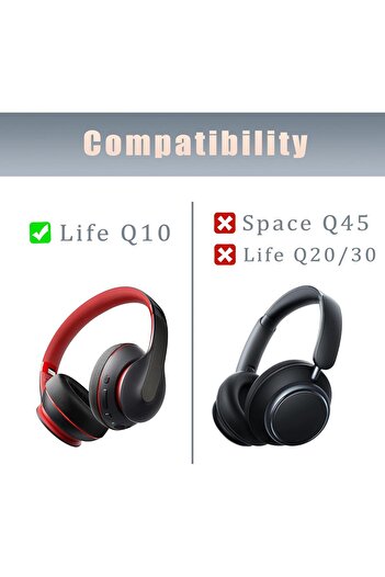 m.tk moveteck Earphone Pad Sponge Cushion Compatible with Soundcore Life Q10 Q10 Bt + Attachment 2in1 Set