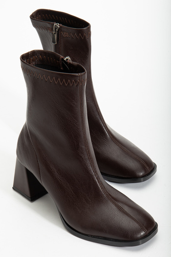 NASSAN Women's Black Stretch Ankle Medium Heel Boots