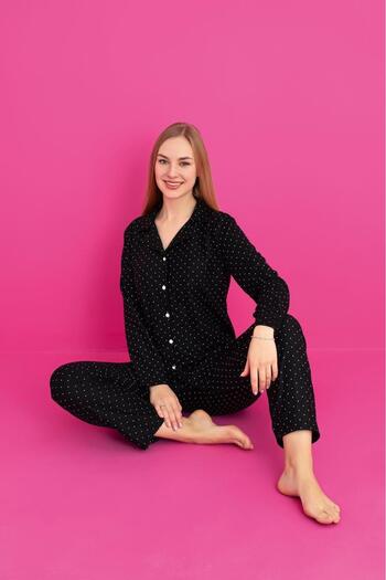 Hepyek Long Sleeve Front Button Pajama Set