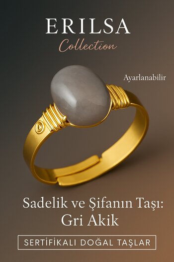 Erilsa Certified Natural Gray Agate Stone Ring – Thick Tumbil Case Gold Color Adjustable