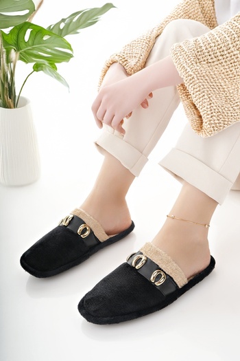 Modafırsat Women's House Slippers Plush Washable Wool Inside Fur Slippers Guest Dowry Bundle Bridal Slippers