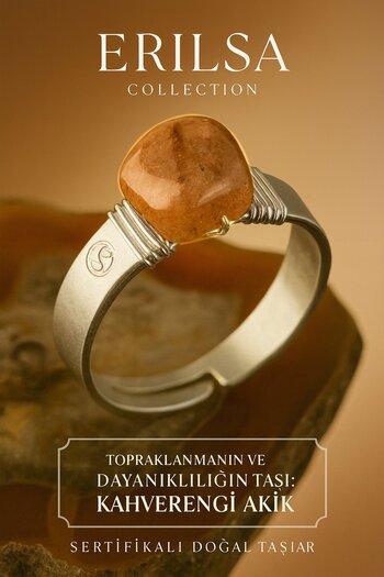 Erilsa Certified Natural Brown Agate Stone Ring – Adjustable Thick Tumbler Case