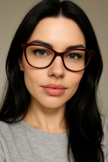 LOOKUP NEW Burgundy Cat Eye Cat Eye 56 Ekartman Women Men Unisex Blue Light Protection Filtered Screen Glasses