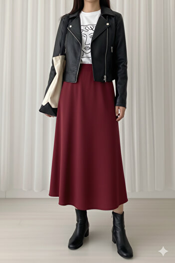 MODA Puff Scuba Fabric Zippered Hijab Skirt
