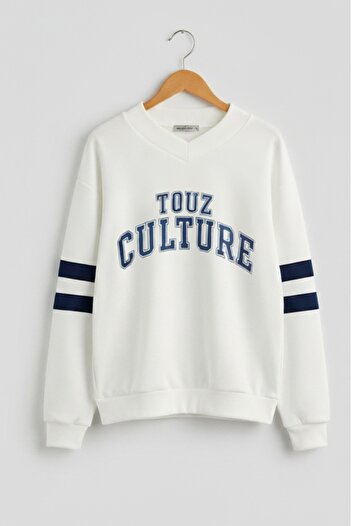 Touz Moda Φούτερ με στάμπα Touz Culture με λαιμόκοψη σε σχήμα V