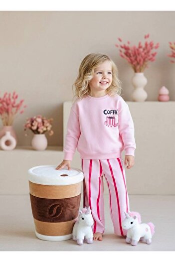 MİO Girl's Printed 3 Thread Canvas Pants Set