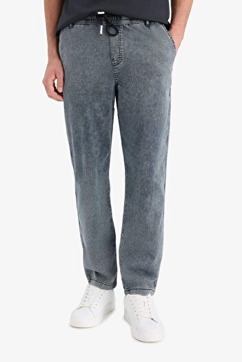 DeFacto Summer Wide Leg Loose Fit Elastic Waist Wide Leg Jeans Snow Washed Pants F3904Ax25Sm