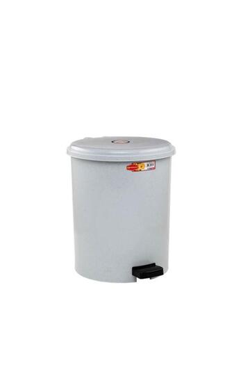 Omnipazar Sy-4230 Gray Pedal Round Trash Can with Inner Bucket 10 Liters
