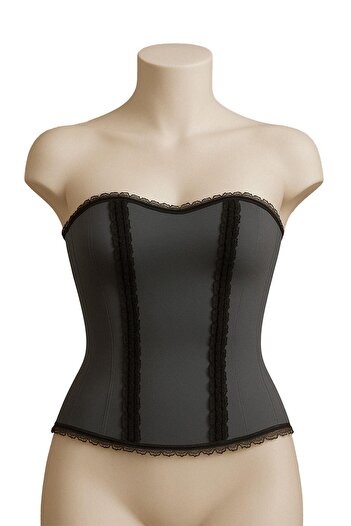 YILTER Gri Mı Emay 9155 F Ruffled Sweatshirt Bustier