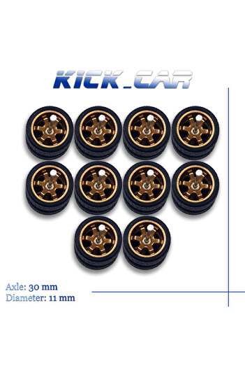 Choice1 TOY708-D 1/64 Wheels with Fixed Black Rubber Tires Six Spoke for Toy Model Diecast Cars Refiting Par