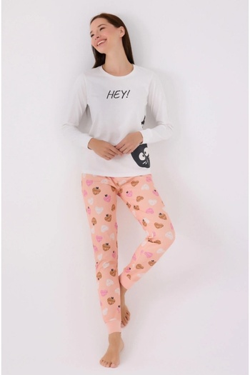 DREAM FASHION Women's White Long Sleeve Pajama Set