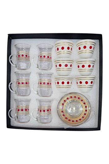 REFAN Set of Bayalat and Bidaawi Cups with Elegant Patterns, 18 Pieces