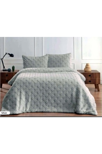 Merinos Diamond Fur Comforter Set, Double Duvet Set (220X240)-Pietra Grey