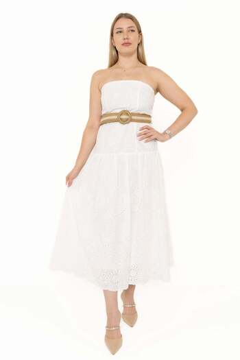 Yola Women's Solid Midi Dress with Belt