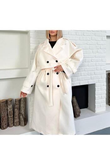 SUYA US WEAR Oversize Belted Long Cashmere Trench Coat