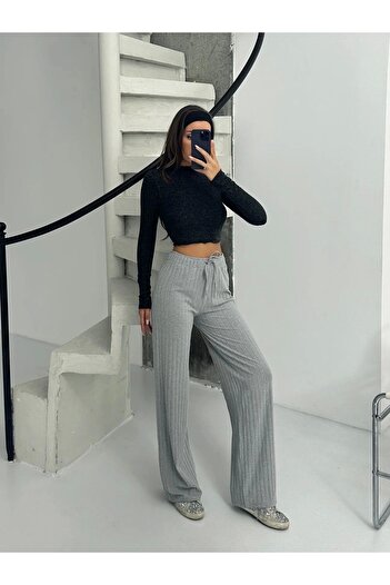 By Mop Ribbed chardonnay trousers gray a4058