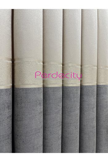 PERDECITY Sunscreen Gray Gold Detailed Panel Background Curtain 1X3 Tightly Pleated [Single Panel] Suitable for All Rooms