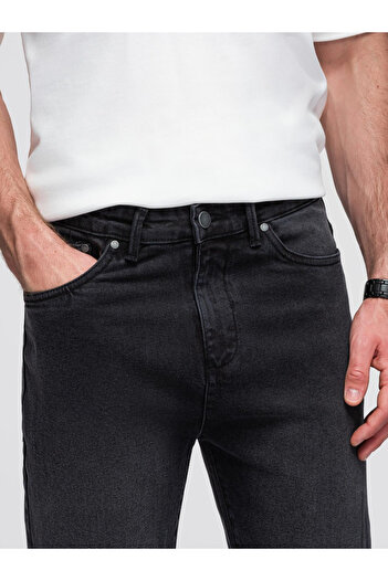 OMBRE Men's denim JOGGERS pants with classic flare - black V3 OM-PADJ-0265 S