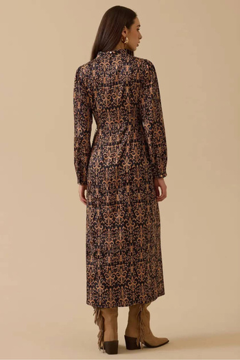 SEÇİL Women's Patterned Chain Detailed Jacquard Dress - Camel