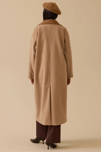 SEÇİL Women's Buttoned Double-Breasted Cashmere Coat - Beige