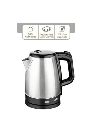 Light up Steel Kettle 1.7Lt Hidden Resistance - Cordless Sk-8015