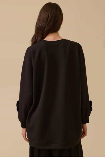 SEÇİL Women's Floral Detailed Pocket Sweatshirt - Black