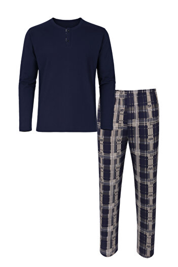 koza iç giyim Micro Suede Button Detailed Men's Pajama Set