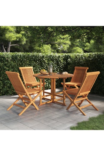 vidaxl 5 Piece Folding Outdoor Dining Set Solid Wood Teak
