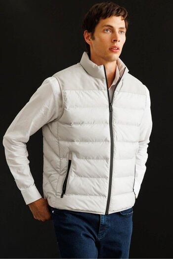 Desen Triko Men's Quilted Puffer Vest Stone
