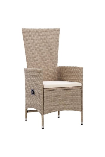 vidaxl 7 Piece Garden Dining Set Poly Rattan Beige