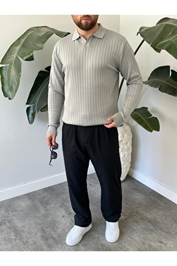 HAWKKİNG Men's Oversize Polo Neck Knit Sweater