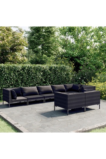 vidaxl 8 Piece Garden Lounge Set with Cushions Poly Rattan Dark Grey