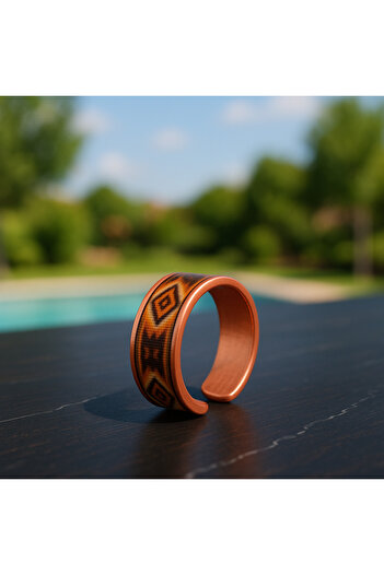 OSMANLI GÜMÜŞ Women's Copper Ring - Lulu Model Special Edition Metal Box and Quartz Stone
