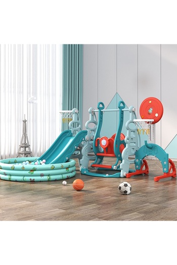 Nichiduta Garden 4in1 Tower Blue playground with slide, swing with removable bumper,
