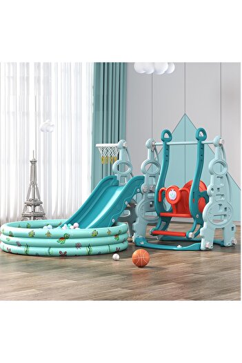 Nichiduta Garden Tower Blue 3in1 playground with slide, swing with removable bumper,