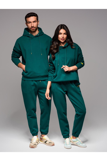 OMBRE Unisex sweatshirt set unisex hoodie + drawstring pants in athleisure style - dark green Z111
