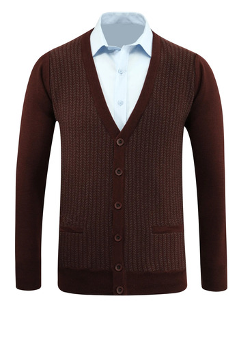 Çizgi Triko Men's Buttoned Cardigan with Pockets Patterned Steel Knit Classic Fit - 5212m