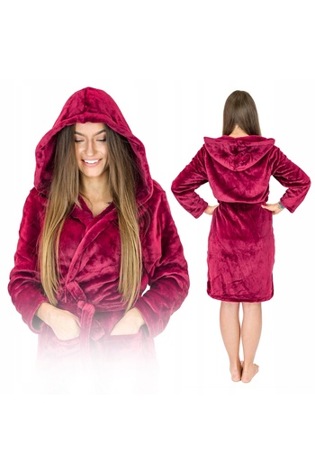 Other Men's and women's warm and plush hooded bathrobe, ideal as a birthday gift.